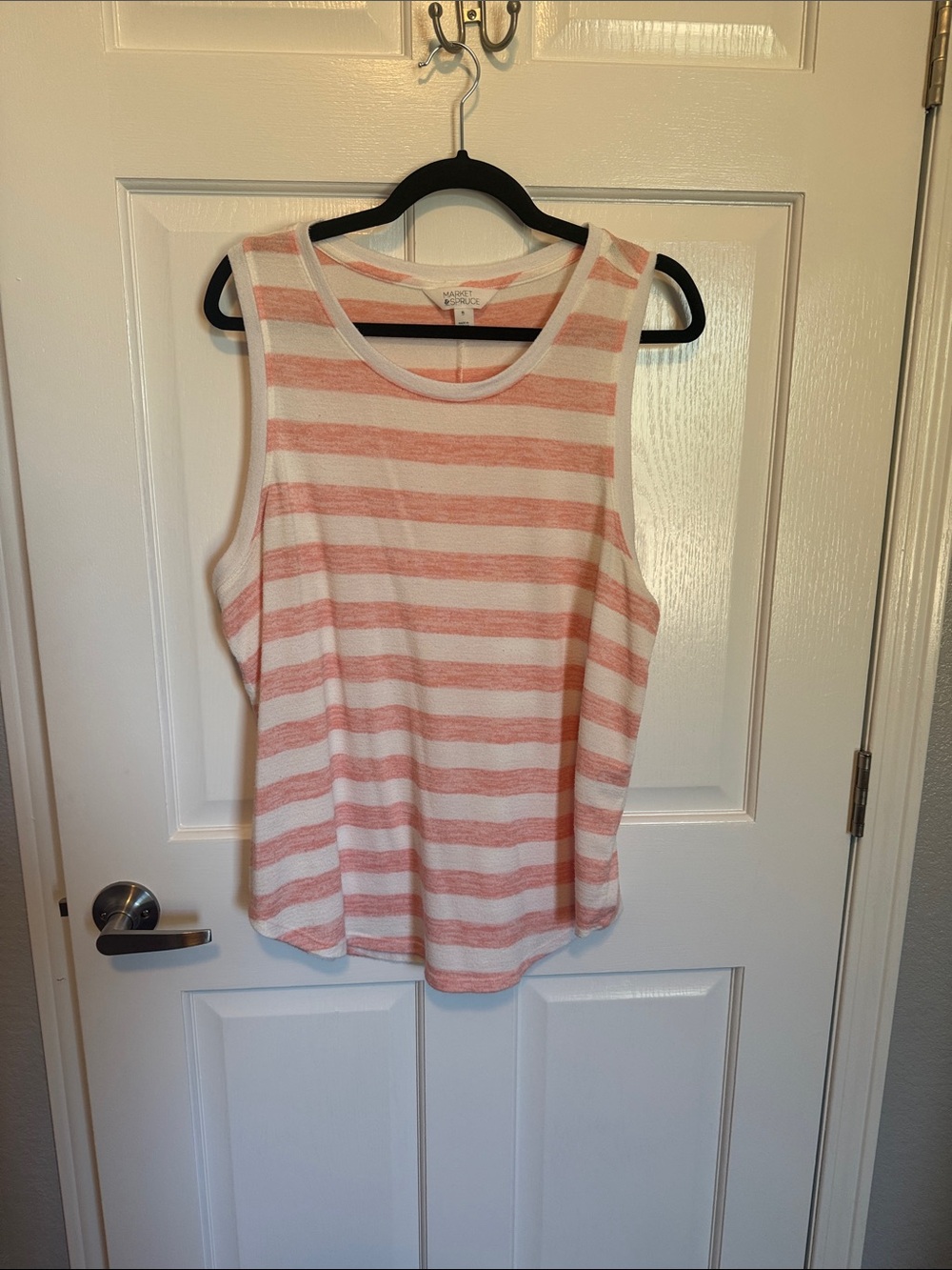 Market & Spruce Pink and White Striped Tank Top